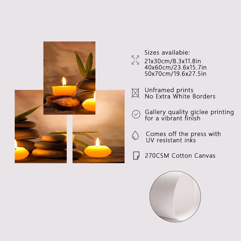 3PCS Frameless Canvas Painting - Spa Wellness Images 评论和价格