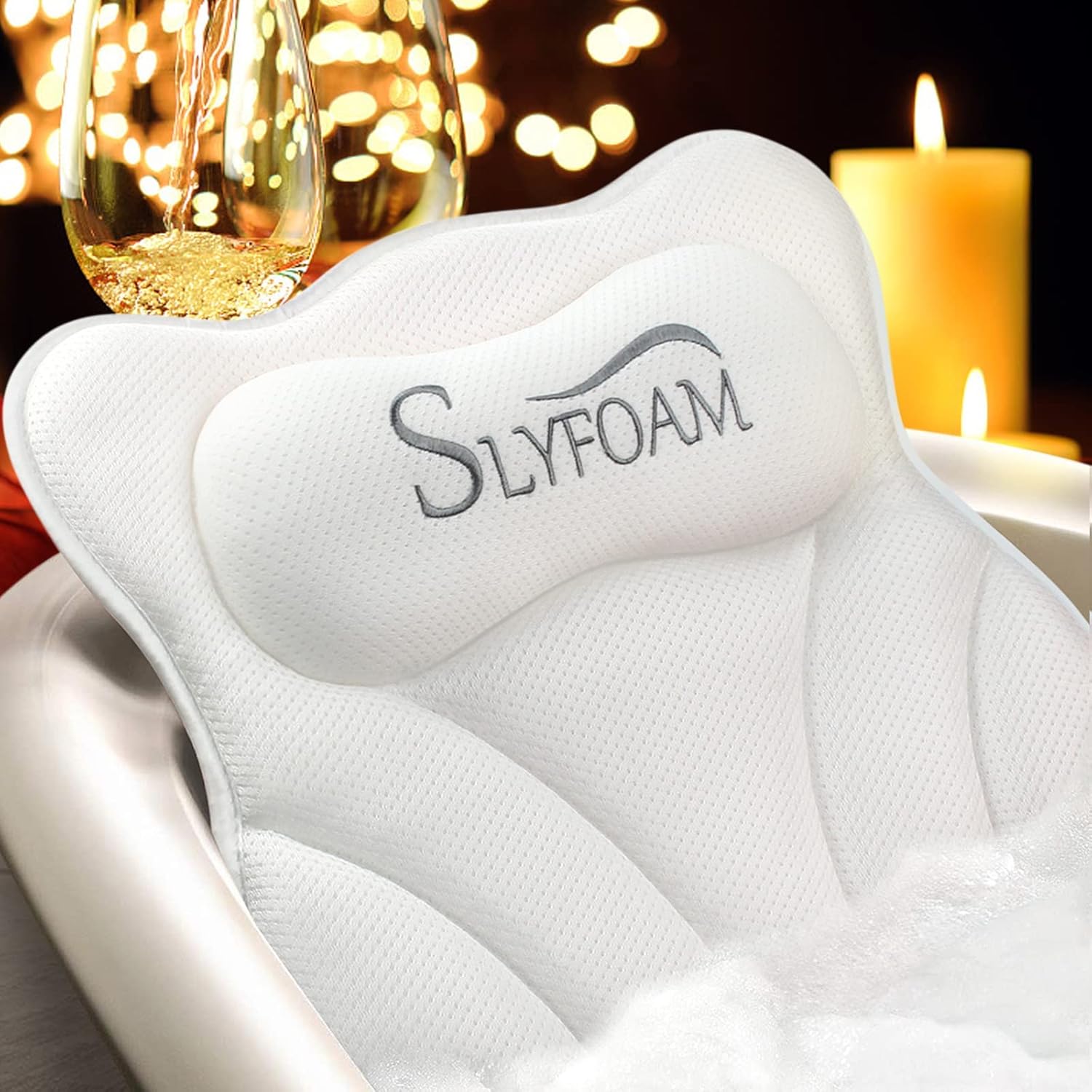 Bath Pillow with Anti-Slip Suc - Spa Wellness Images 评论和价格