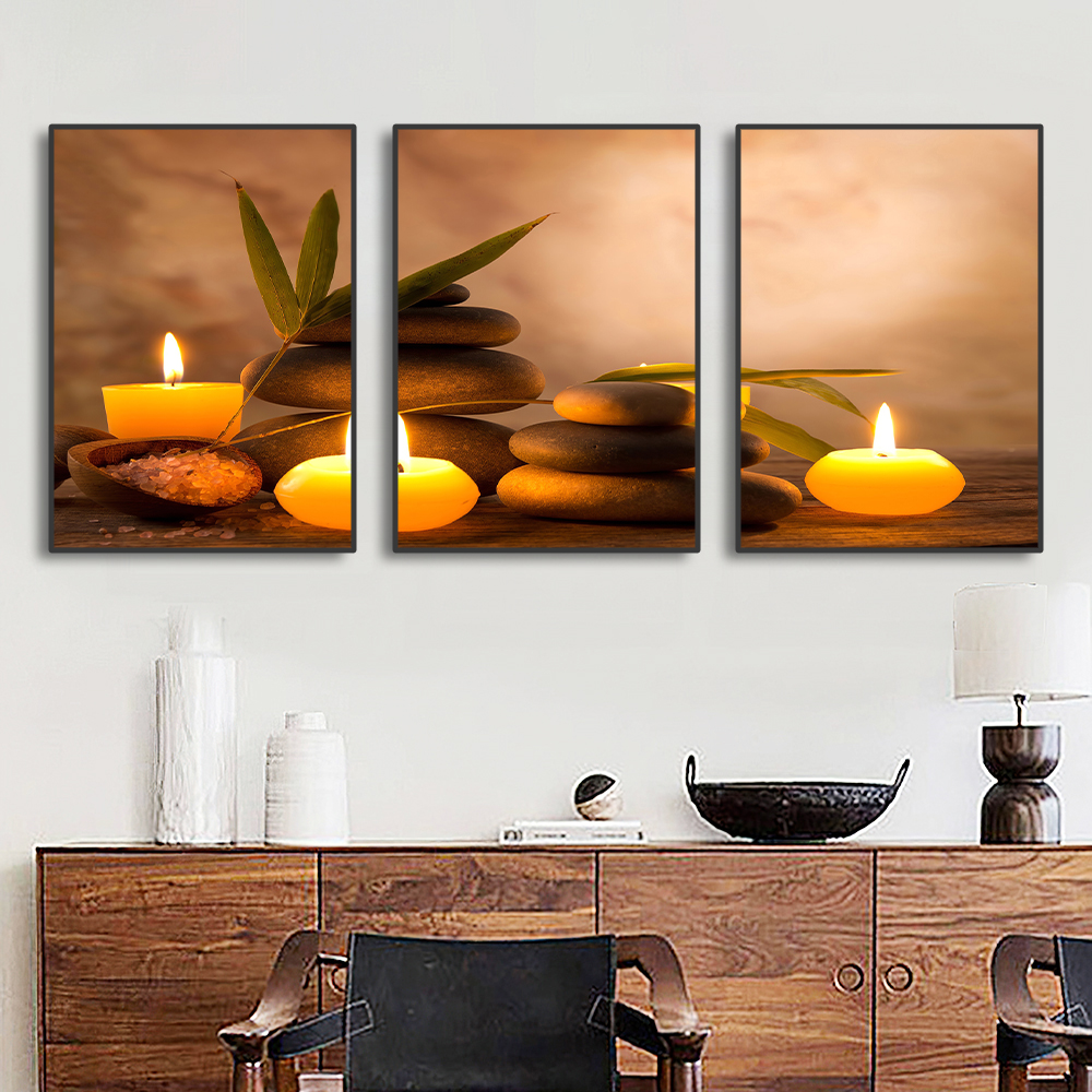 3PCS Frameless Canvas Painting - Spa Wellness Images 评论和价格