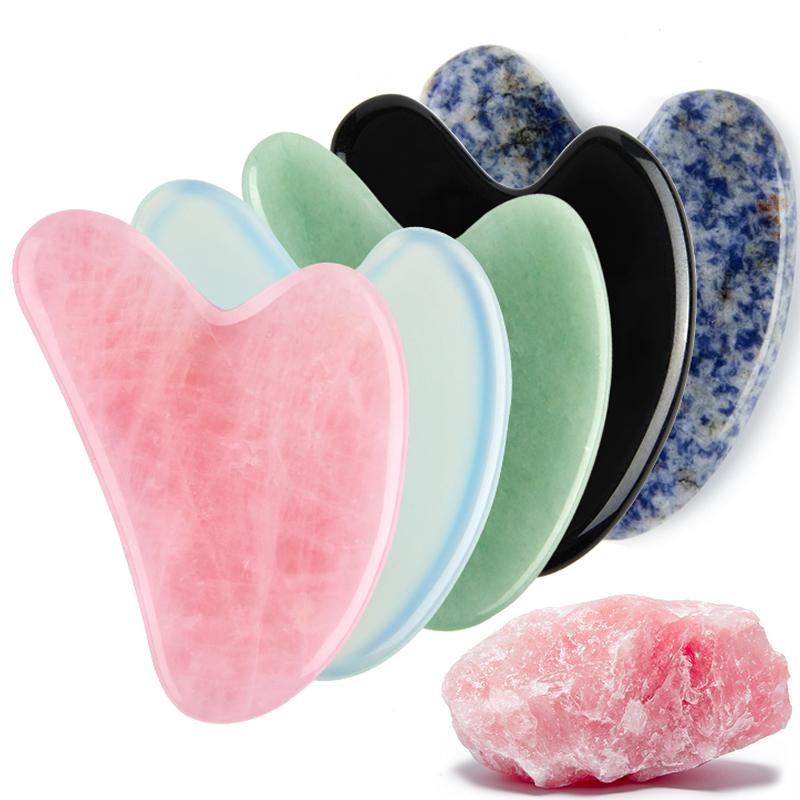 Natural Stone Jade Gouache Scr - Gua Sha Tool Rose Quartz 评论和价格